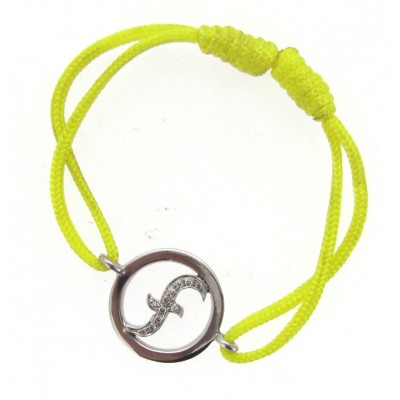 Lower Case Alphabets Bracelet with Diamonds in Silver on Size Adjustable Nylon Thread